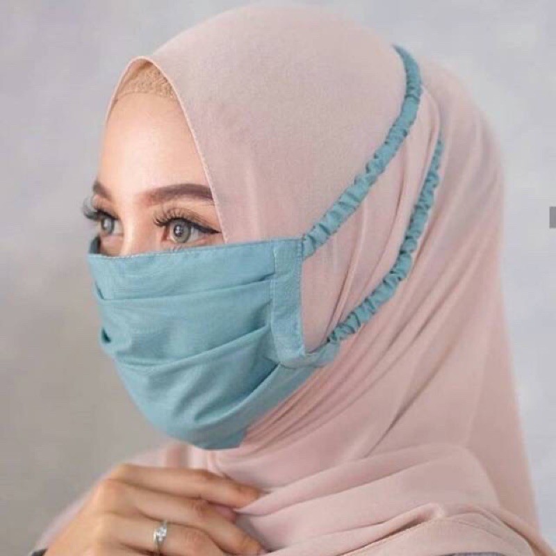 PGMT - TERMURAH MASKER KAIN TALI KERUT KARET HIJAB