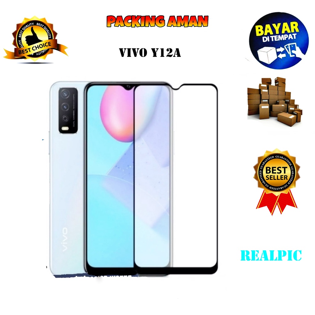 Tempered Glass Vivo Y12A Full Cover / Full Screen Protector Anti Gores