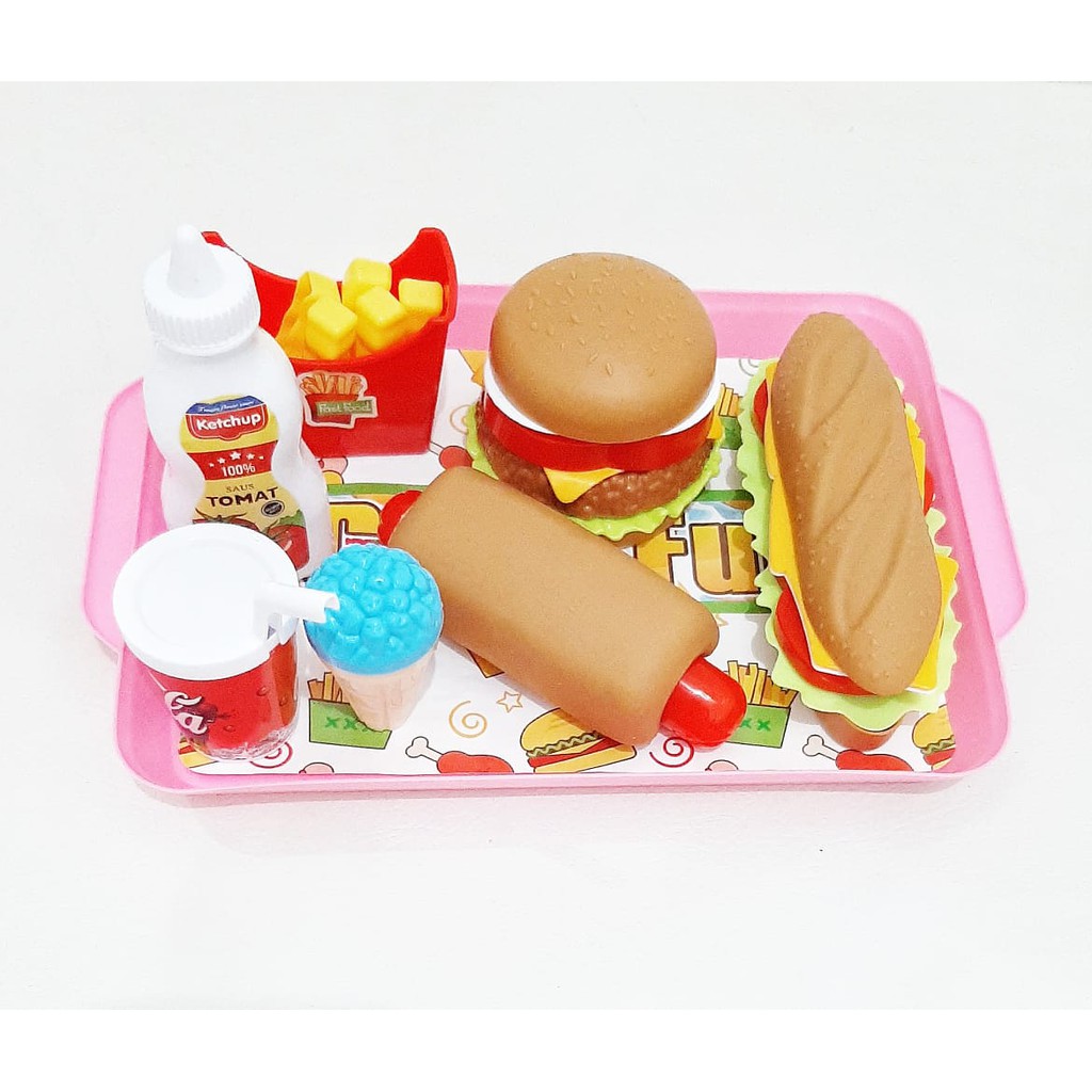 

HONEY SET NAMPAN BURGER HOTDOG MINUMAN FASTFOOD ES KRIM SWEET SHOP ice cream mainan anak