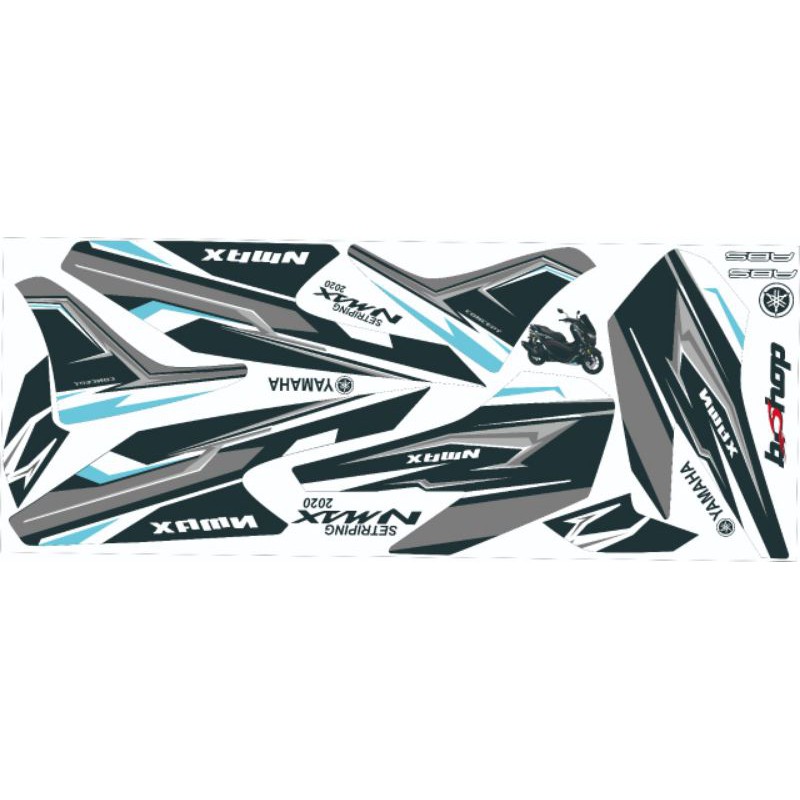 Striping NMAX 2020 Hitam grey variasi lis biru
