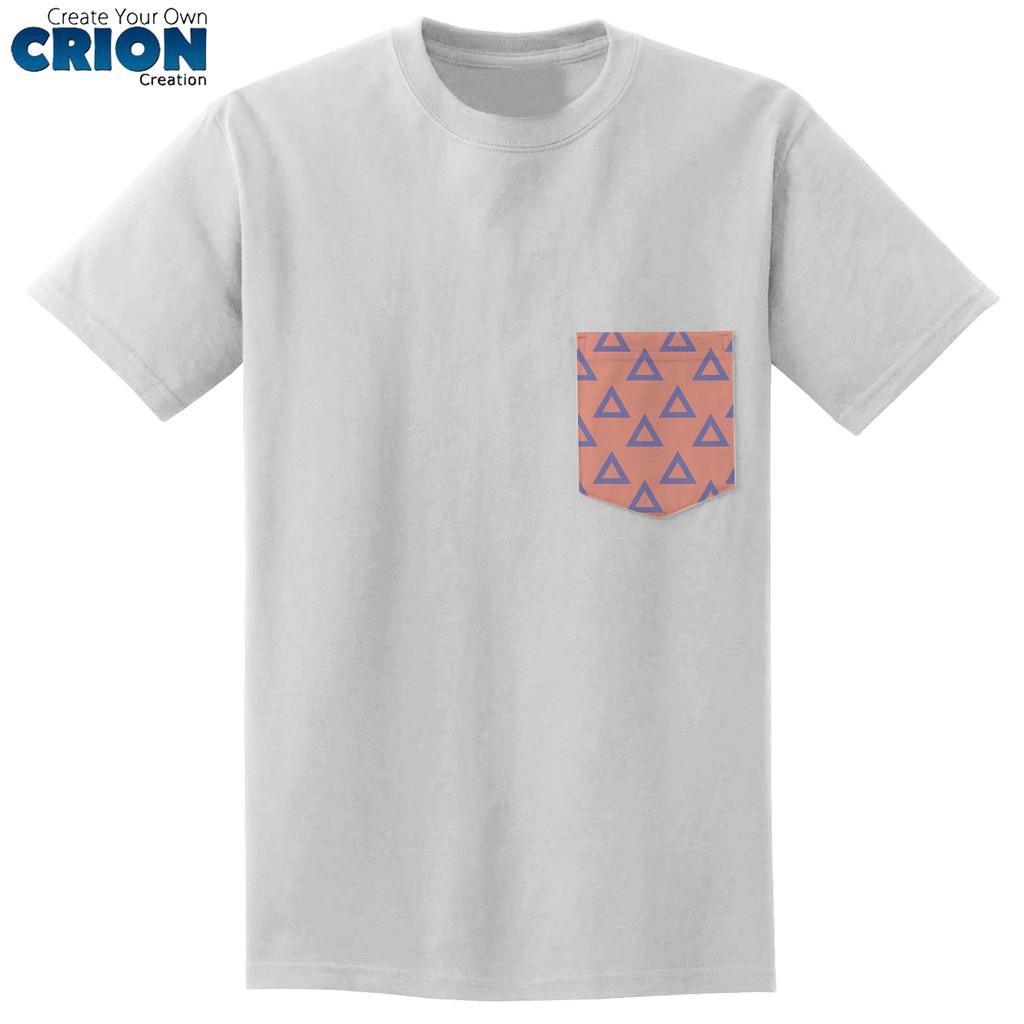 Crion Casual Tees Geometry Pastel Pocket Pattern - Kaos dengan Kantong