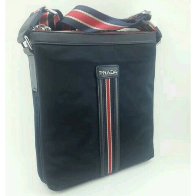 Tas selempang pria wanita unisex kanvas lembut prada