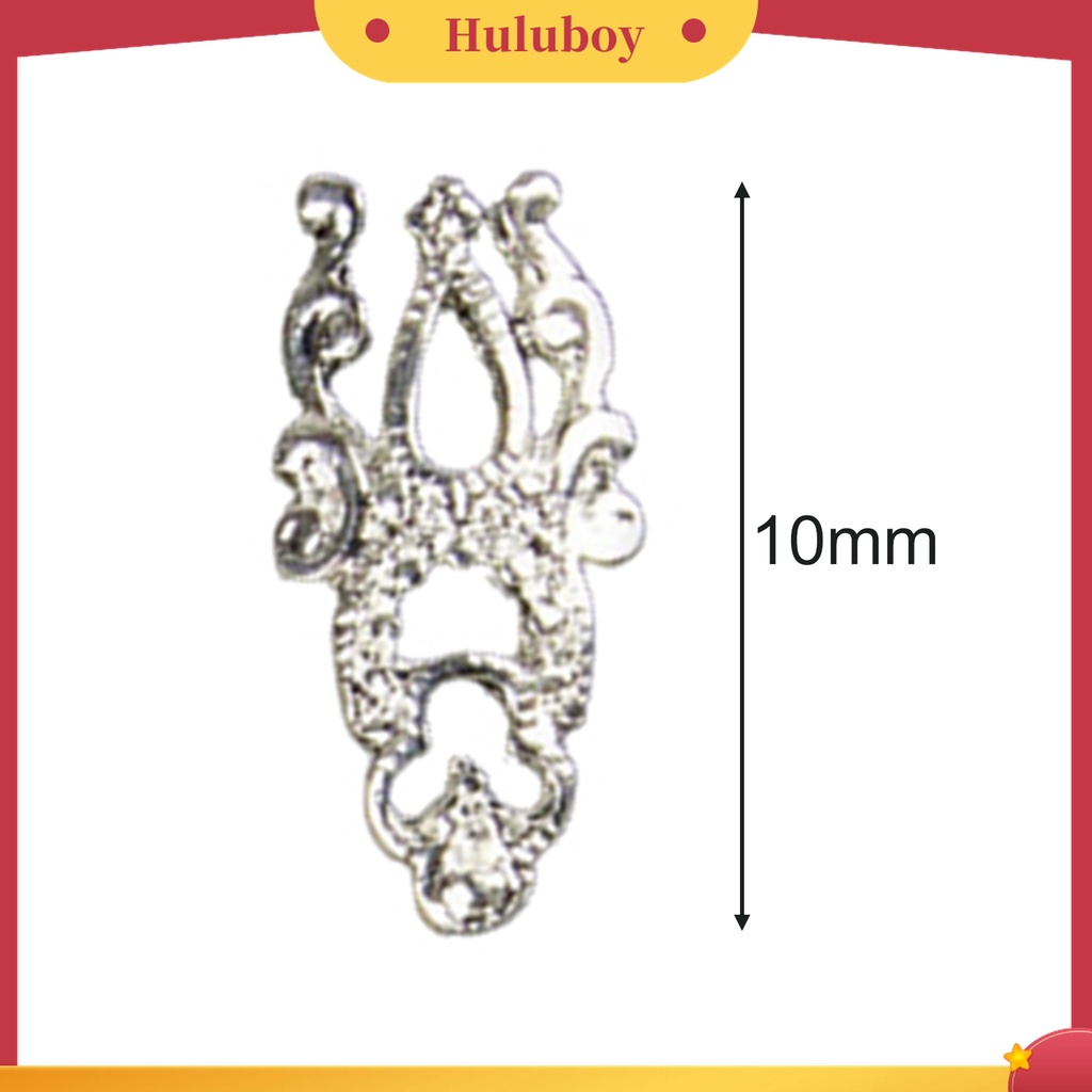 Huluboy Huluboy♡ 10pcs Stiker Kuku Hollow Out Bahan Alloy Untuk Nail Art DIY