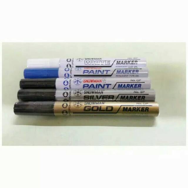 

Spidol Snowman Permanen Paint Marker Tinta White WP-12 Gold GP,-12 Silver SP-12 Black CP-12 Harga Satuan