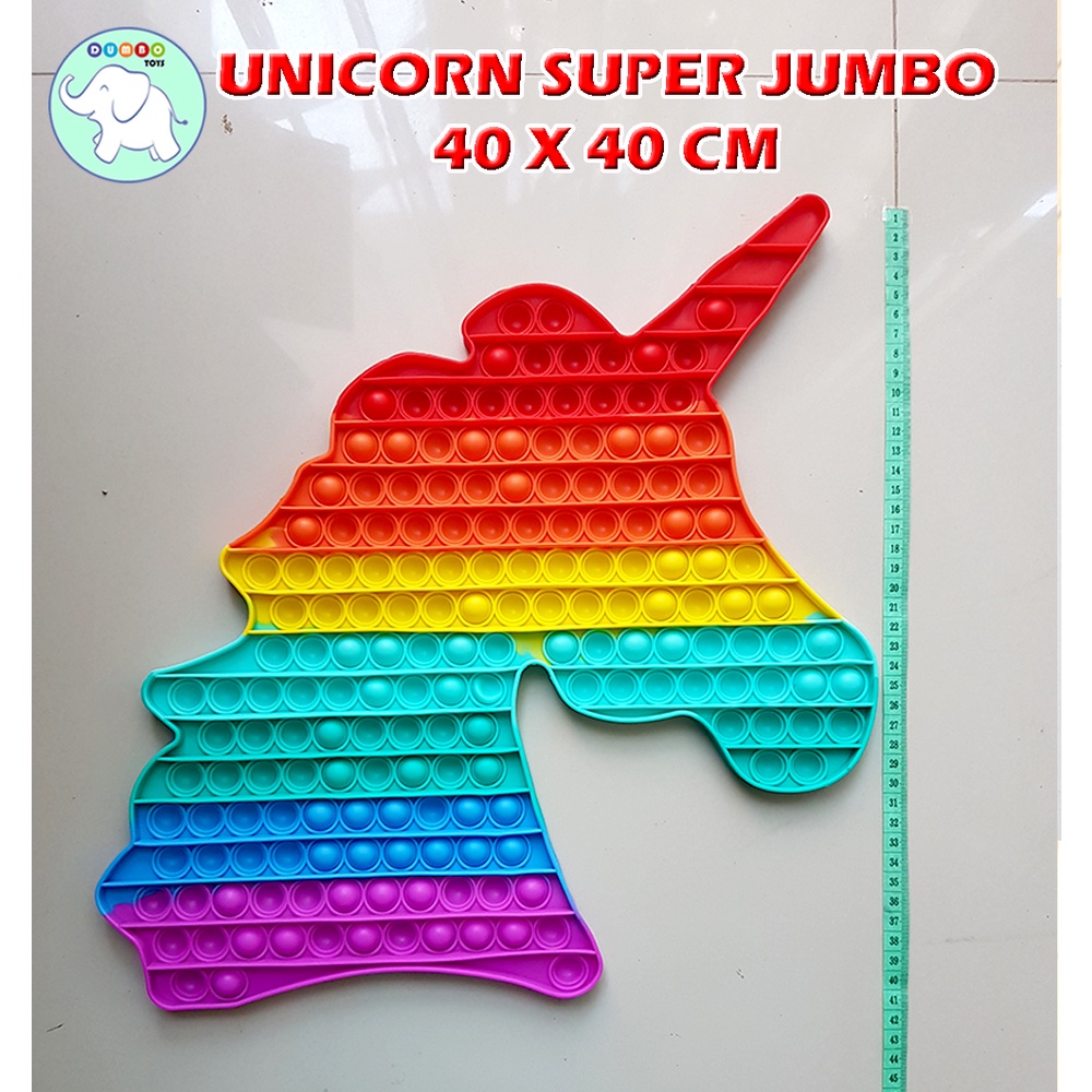 Pop It Board Game Persegi Panjang Battle Free Dadu Rainbow Jumbo-Unicorn Jumbo 40cm