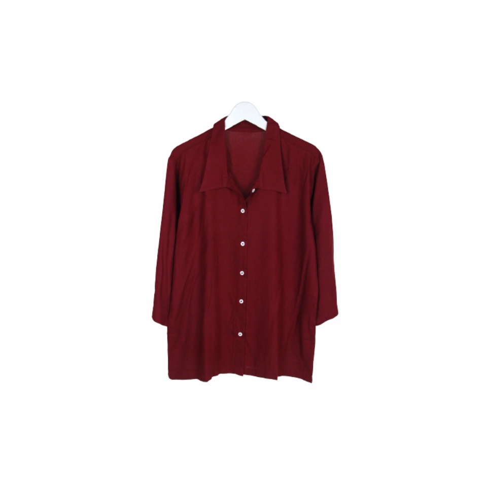BLOUSE WANITA POLOS LENGAN PANJANG KATUN RAYON ORGANIK 7/8 ATASAN BLOUSE ALLSIZE-Blouse Maroon
