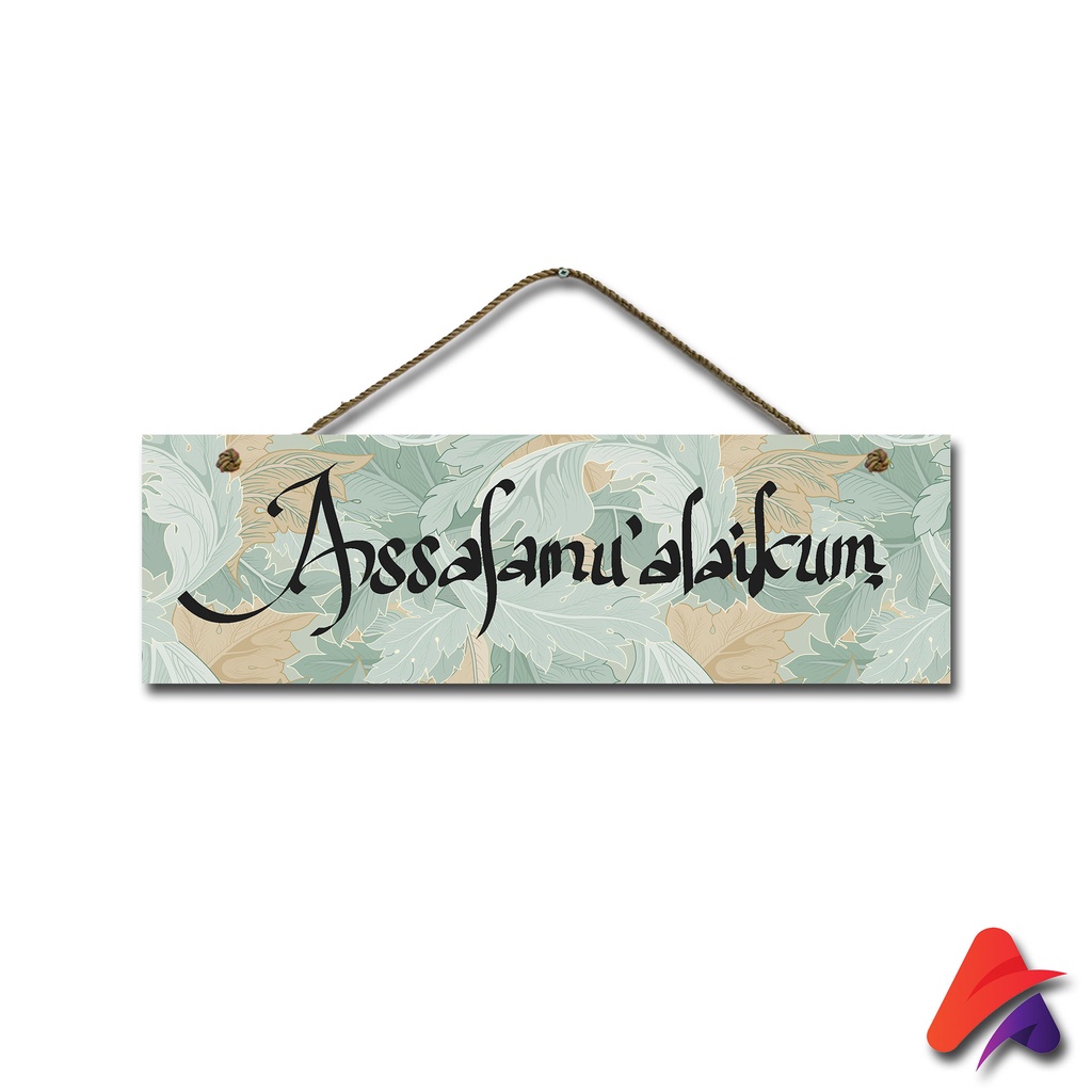 HIASAN DINDING ASSALAMUALAIKUM GANTUNG PINTU TULISAN PAJANGAN PINTU KAMAR KAYU POSTER WALL DECOR