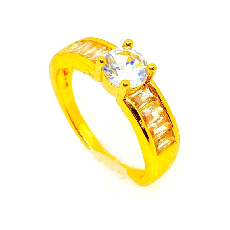 [tiara] cincin wanita / cincin lapis emas / cincin permata berlian replika / cincin kupu kembar l