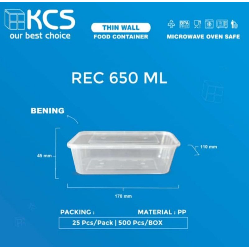Twinwall KCS/ Kotak Makan Plastik 650ML ISI 25 PCS