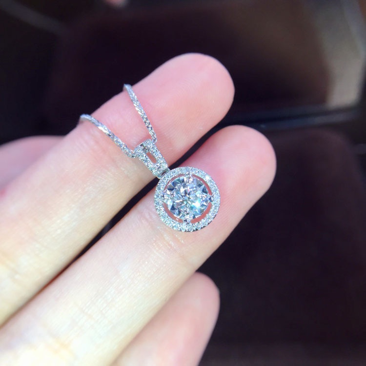 Kalung 925 Silver Cubic Zirconia Dengan Liontin Berlian Untuk Wanita