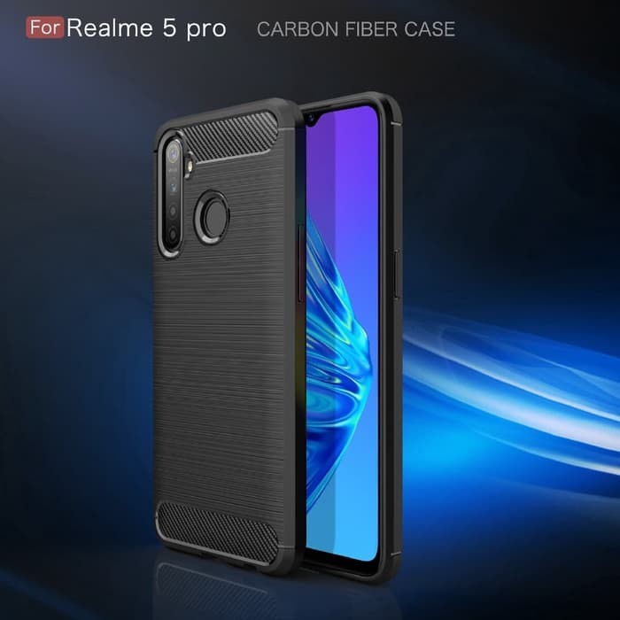 Case Slim Fit Carbon Realme 5 Pro 6.3 inchi Softshell Fiber Multi Carbon Anti Melar