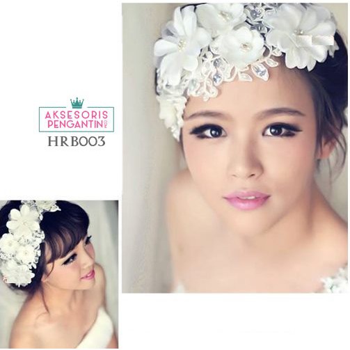 [PRODUK TERLARIS] HEADPIECE PENGANTIN AKSESORIS WEDDING HAIRPIECE TIARA PUTIH HRB003