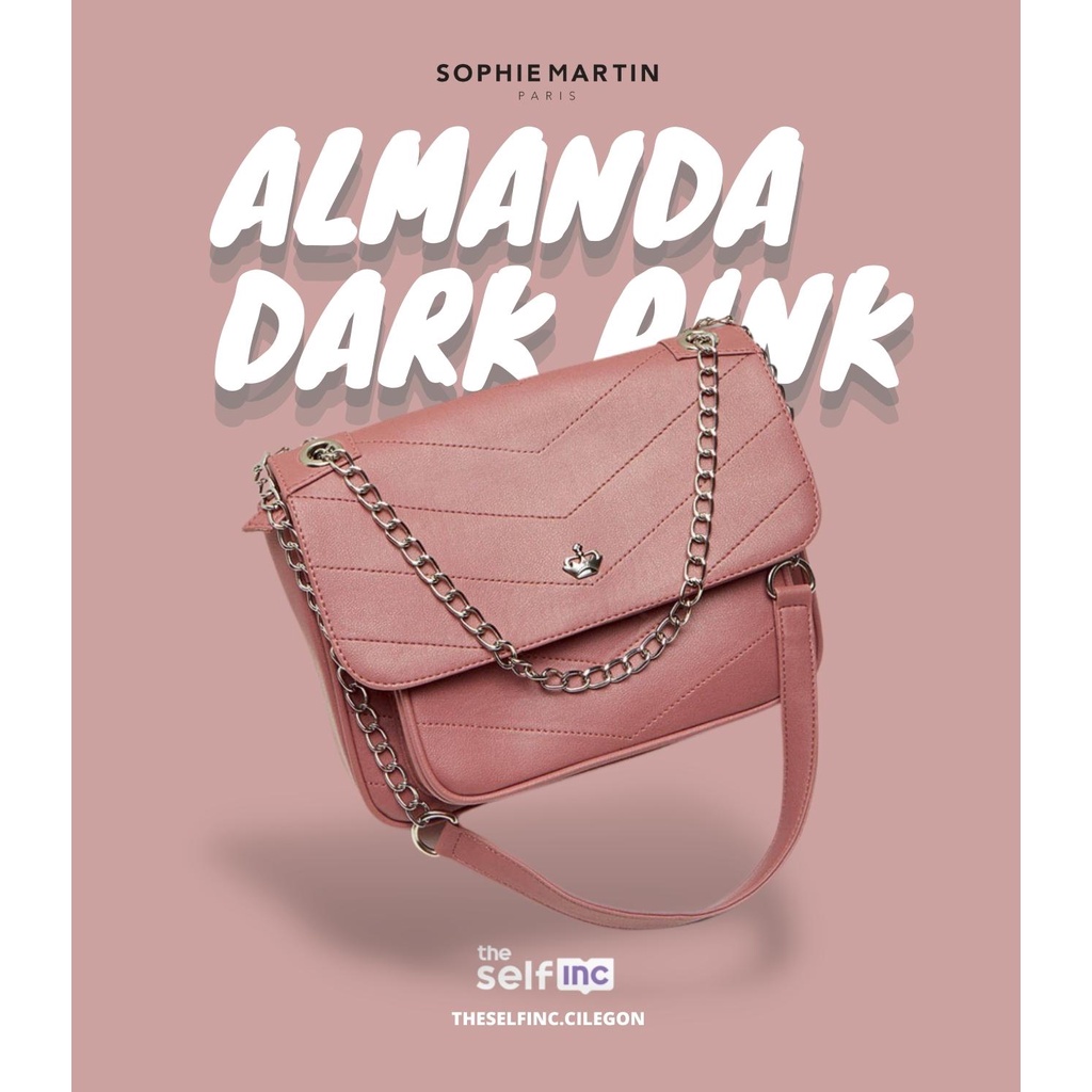 TAS WANITA TALI RANTAI ALAMANDA DARK PINK SOPHIE MARTIN