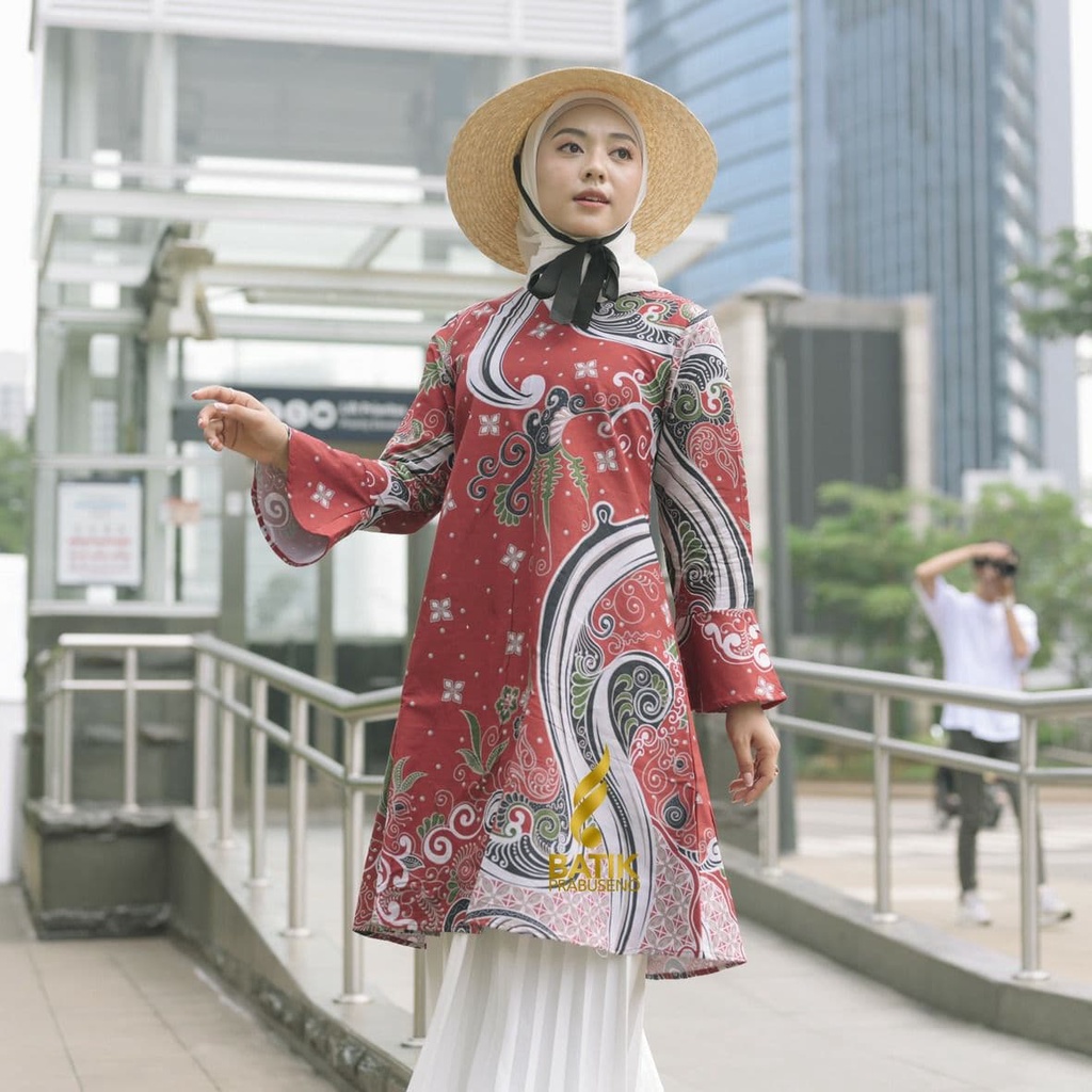 Jumbo Tunik Batik Wanita Motif Ana Batik Prabuseno Seragam Terlaris Blezer Blazer Kekinian Baju Atas