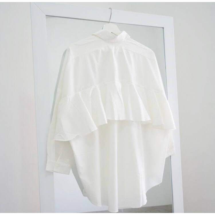 SEYHA - NINY KEMEJA REMPLE BLOUSE WANITA SHIRT PUTIH KEMEJA Lengan Panjang-3