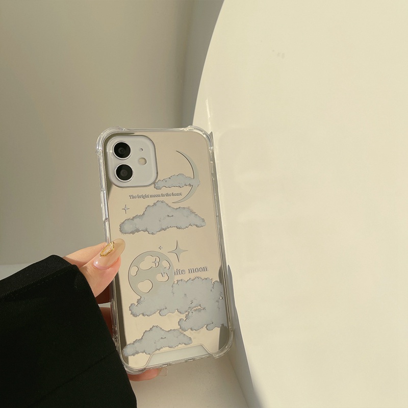 ins Makeup Mirror Shock Proof Soft Case IP Iphone 7 8 Plus X XR XS Max IPhone 11 Pro Max 12 13 Pro Max SE 2020 12 13 mini Fashion clouds moon Casing Chasing