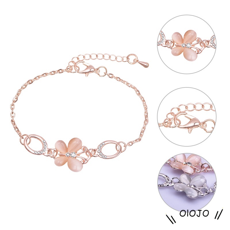 1 Pcs Korean Gelang Titanium Wanita Anti Karat Selamanya Kupu Berlian Bracelet- olo