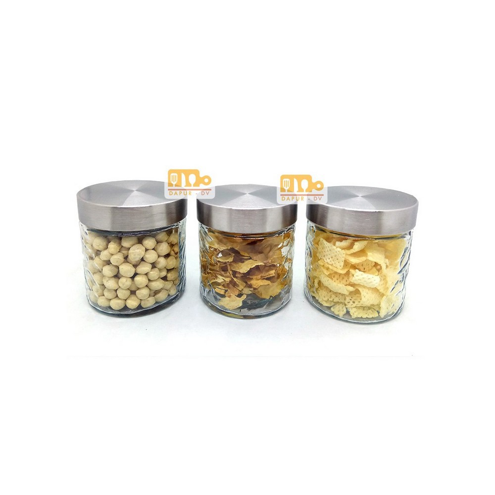 Toples Kaca kue permen 12 cm motif Bunga tutup transparan - Random colour