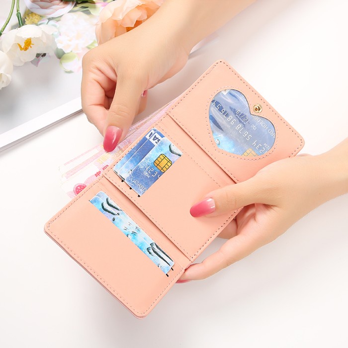 W33 Dompet Mini Wanita Motif Binatang Lucu Elegan Cewek Kartu Uang Foto Cantik Women Wallet Perempuan Kulit PU Leather Hitam Lipat Kecil Panjang  Korea Pria Cowok Laki Laki Cowo Import Premium Murah Tas Dompet Wanita Import Cewe Cantik