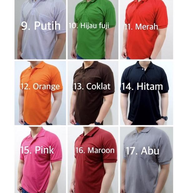 Kaos kerah Polo shirt bersaku/kantong POLOS , bahan Lacoste Pique (PE) ▫ PDA.314917