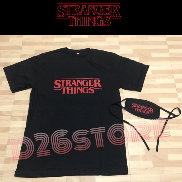 Kaos + Masker Stranger Things PAKET HEMAT Kaos Stranger Things + Masker Stranger Things