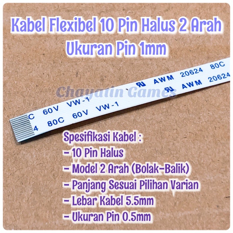 Kabel Flexibel 10 Pin Halus 2 Arah - Ukuran Pin 0.5mm