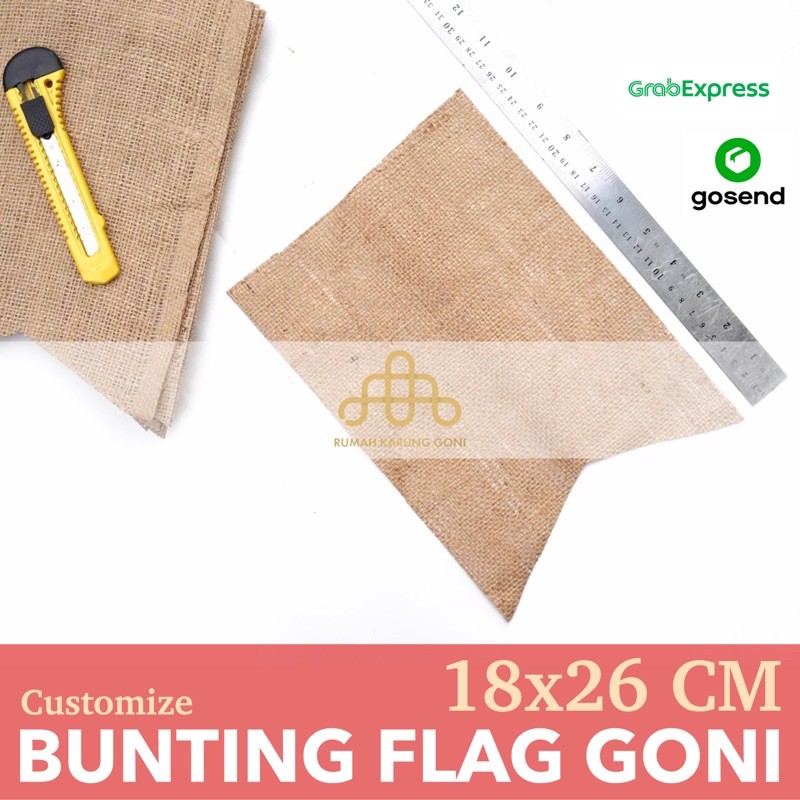 Bunting Flag Goni Polos - Banner Satuan Huruf Angka - Banner Customize - Bendera Dekorasi Pesta