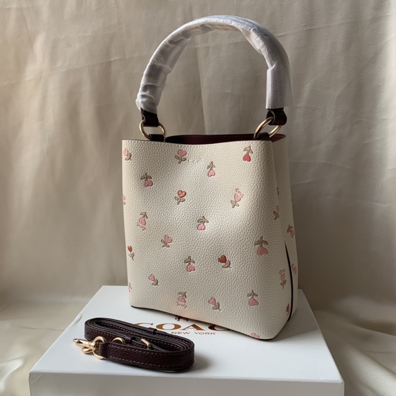 COACH SMALL TOWN BUCKET BAG WITH HEART FLORAL PRINT (2811)