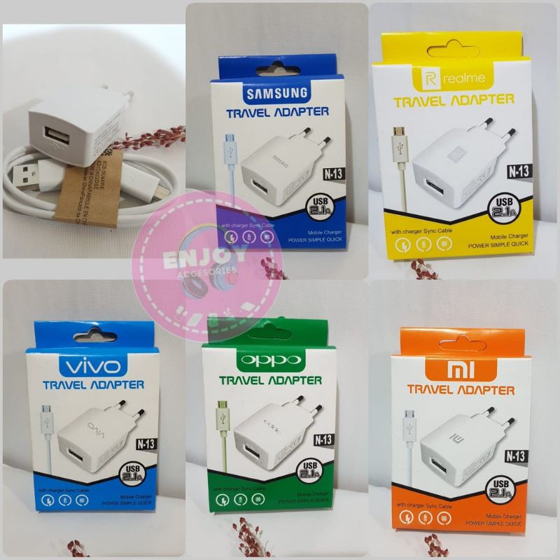 W3 Charger HP 1 USB Carger BRANDED N-13 / CAS SAMSUNG XIAOMI OPPO VIVO N13 + PACK