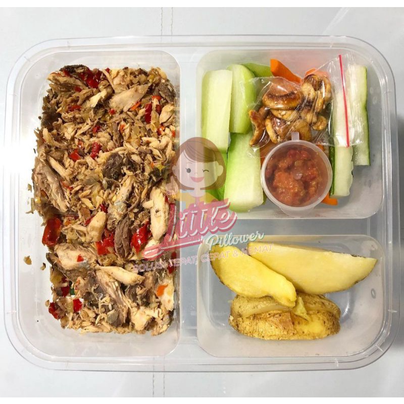 (SEKAT 3 BENING) Bento Box Sekat/Lunch Box Bento Sekat/Kotak Makan Sekat/Bento Plastik