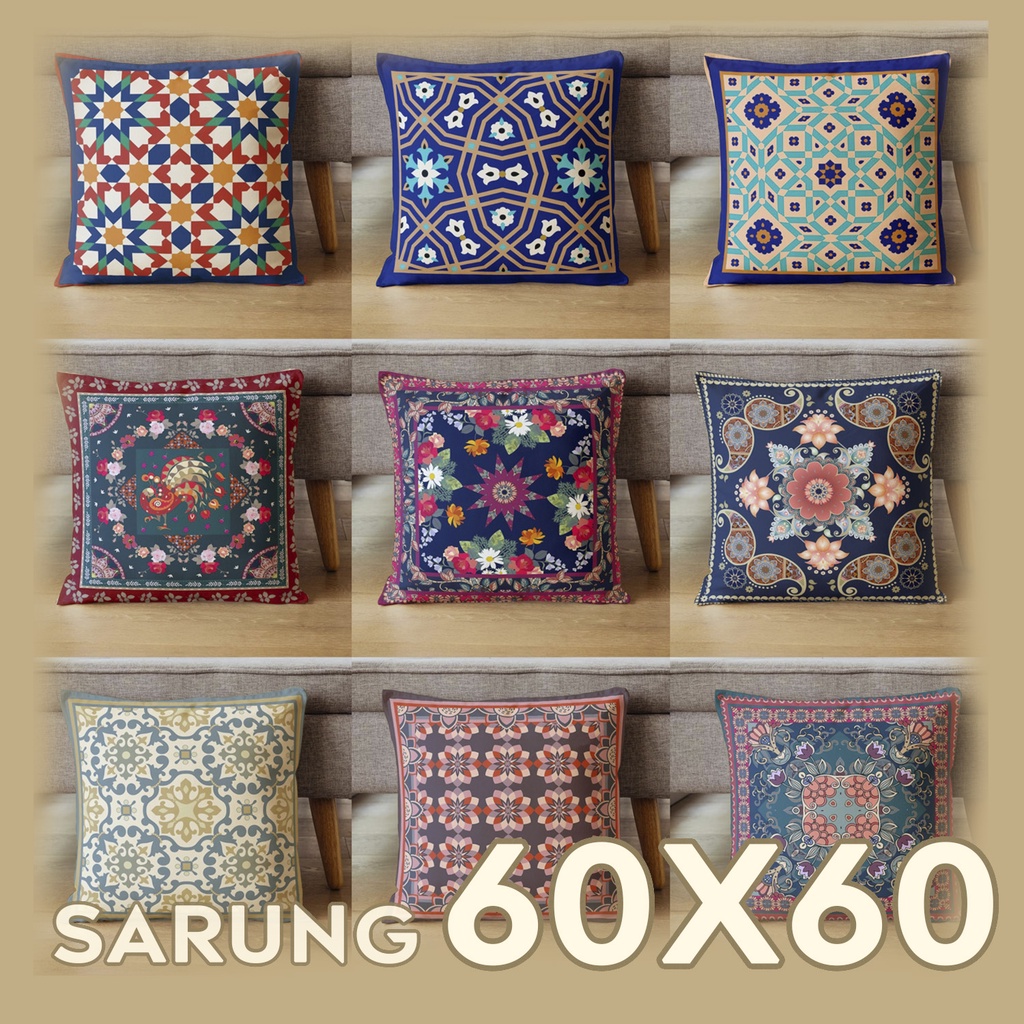 SARUNG BANTAL SOFA PRINT 60X60 CM MOTIF MAROKO MAROCCO TURKISH TIMUR TENGAH