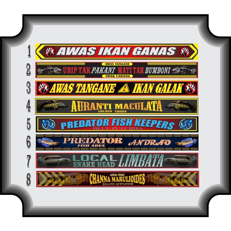 STIKER AKUARIUM IKAN PREDATOR CHANNA