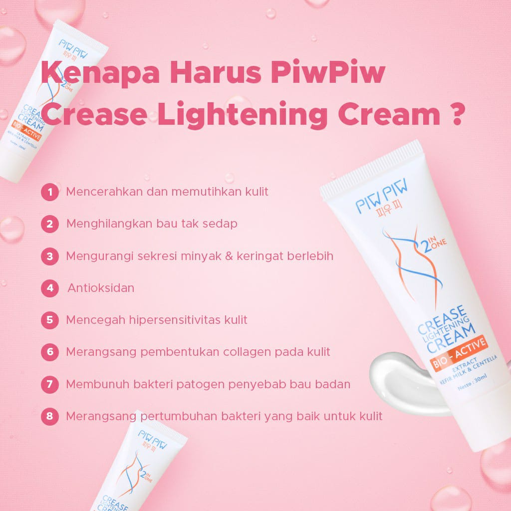 Piw Piw Crease Lightening Cream Pemutih Pencerah Ketiak Selangkangan Lipatan Kulit Ampuh BPOM