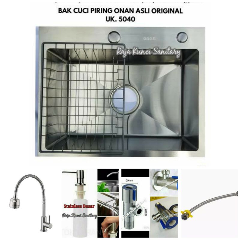 Kitchen Sink 5040 ONAN Golden Hand/Paket Lengkap Kitchen Sink ONAN Golden Hand Stainless Stell/Bak Cuci Piring 5040 Stainless