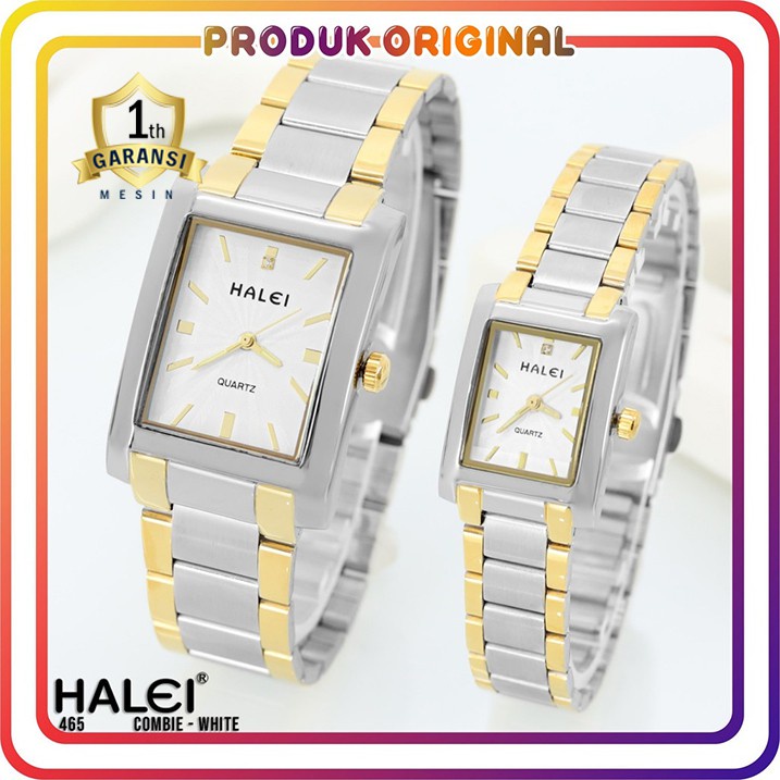 COD JAM TANGAN COUPLE HALEI ORIGINAL 465 RANTAI KOMBIGOLD WATER RESISTANT STAINLES STEEL