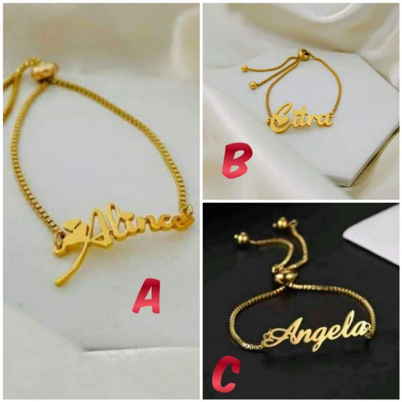 gelang nama gelang serut ukir nama sendiri costum gold lapis emas