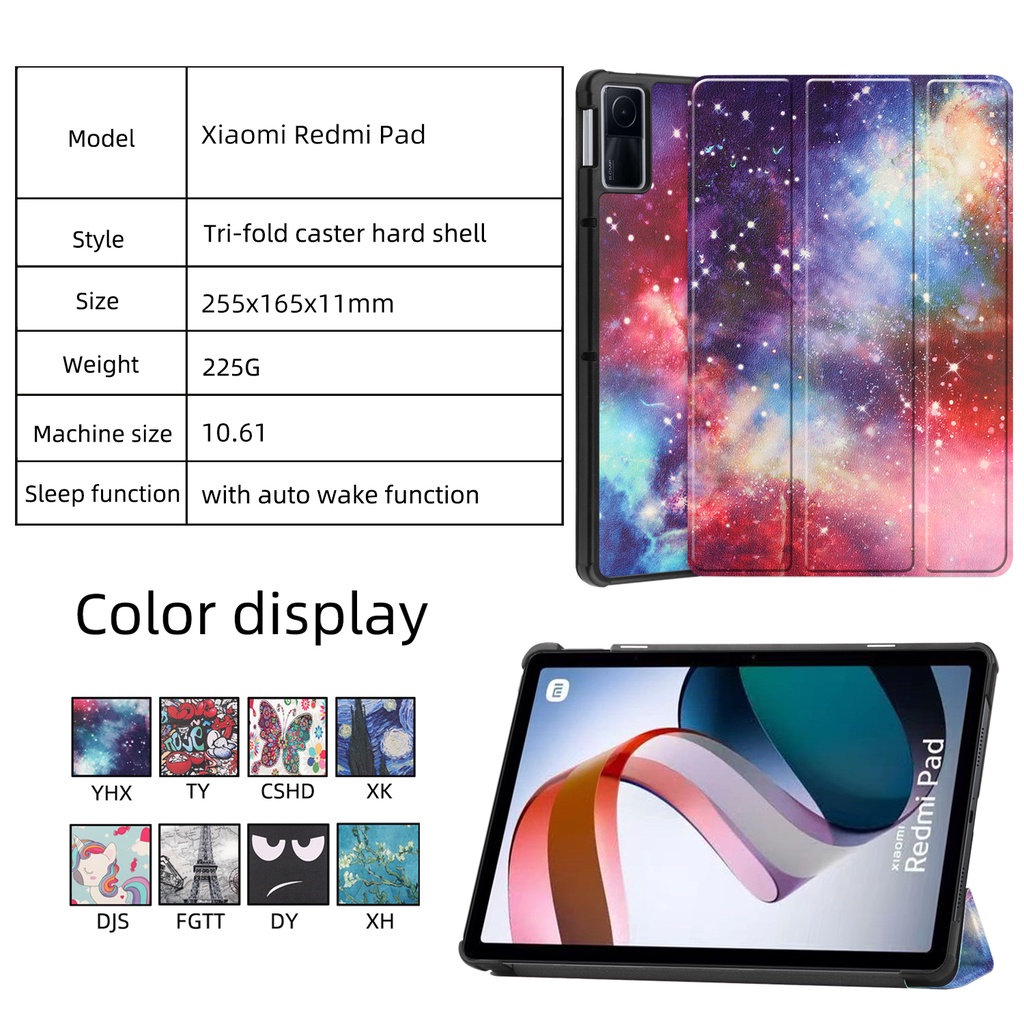 Casing Flip Lipat Pu Motif Print Untuk Xiaomi Redmi Pad (2022) 10.61 &quot;VHU4254IN 5G