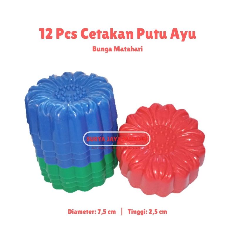 12 Pcs Cetakan Apem Putu Ayu Talam Motif Bunga Matahari