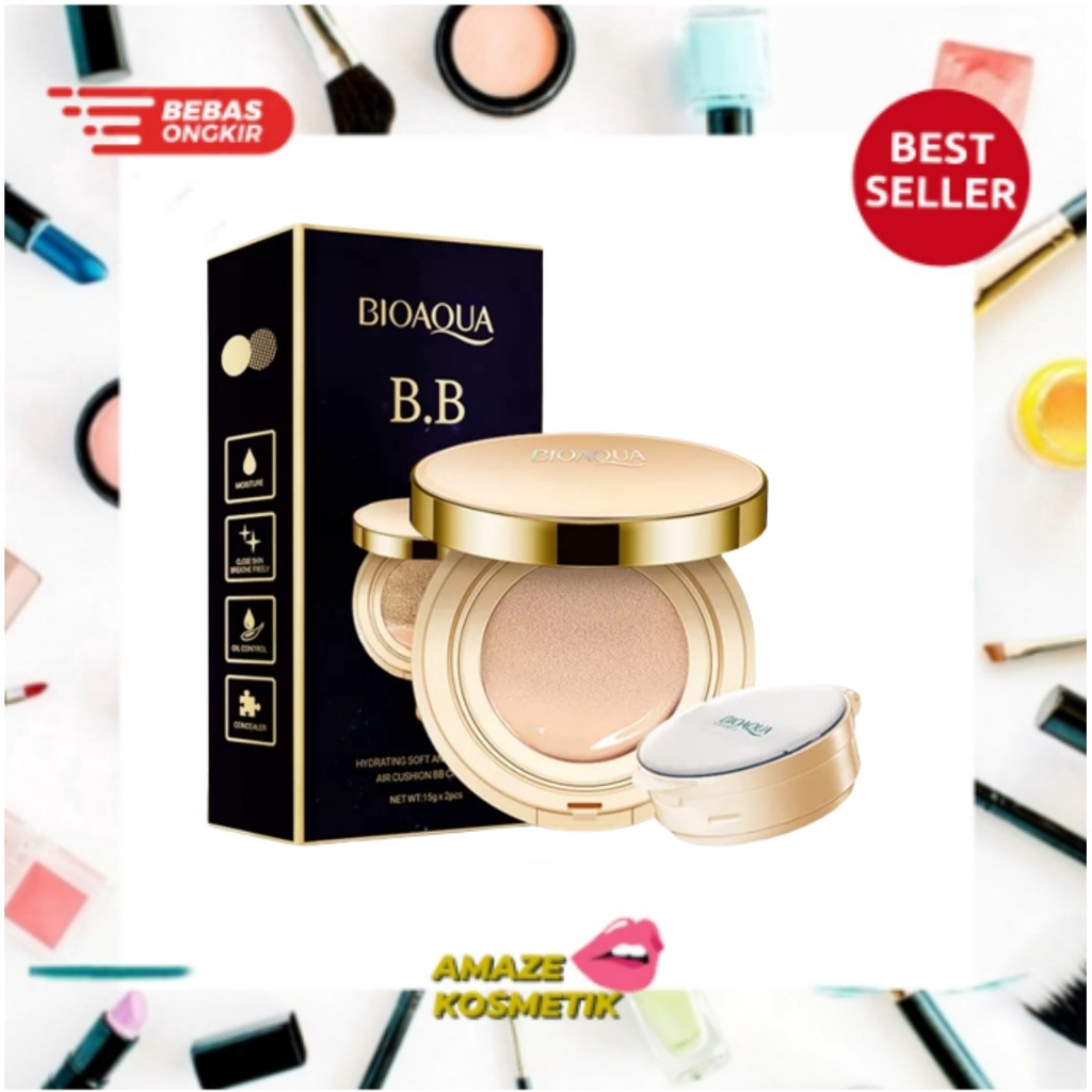 BIOAQUA HYDRATING SOFT AND FLAWLESS AIR CUSHION BB CREAM - BPOM - Amaze_Kosmetik