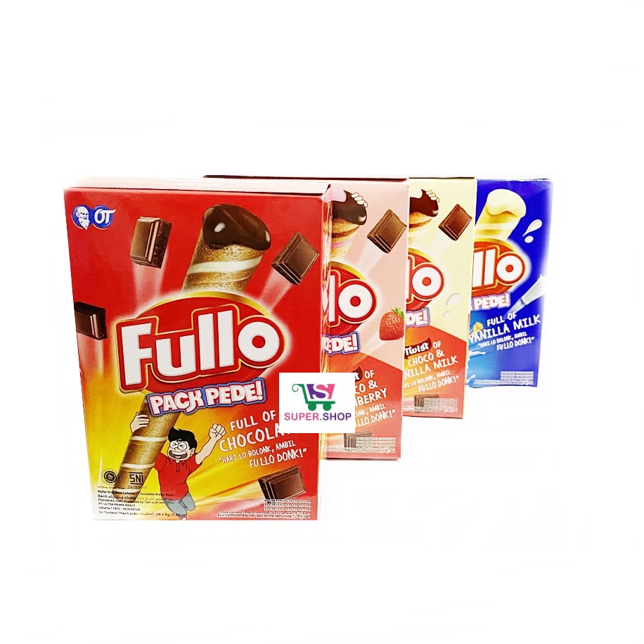 FULLO Wafer Roll Chocolate / Vanilla / Strawberry (isi 24 pcs)