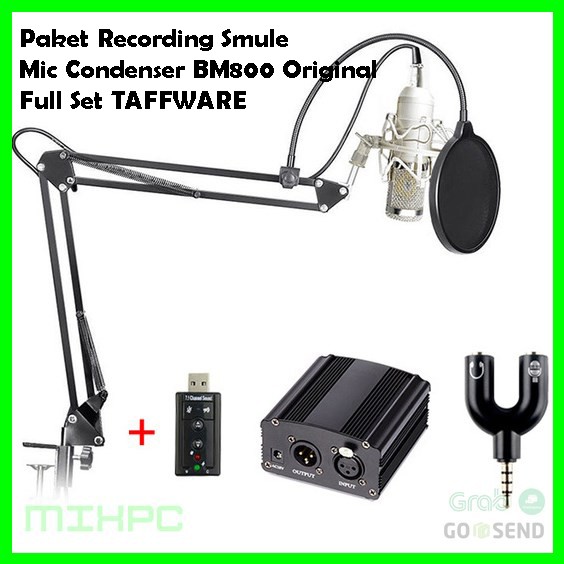Paket Recording Smule Mic Condenser BM800 Original Full Set TAFFWARE