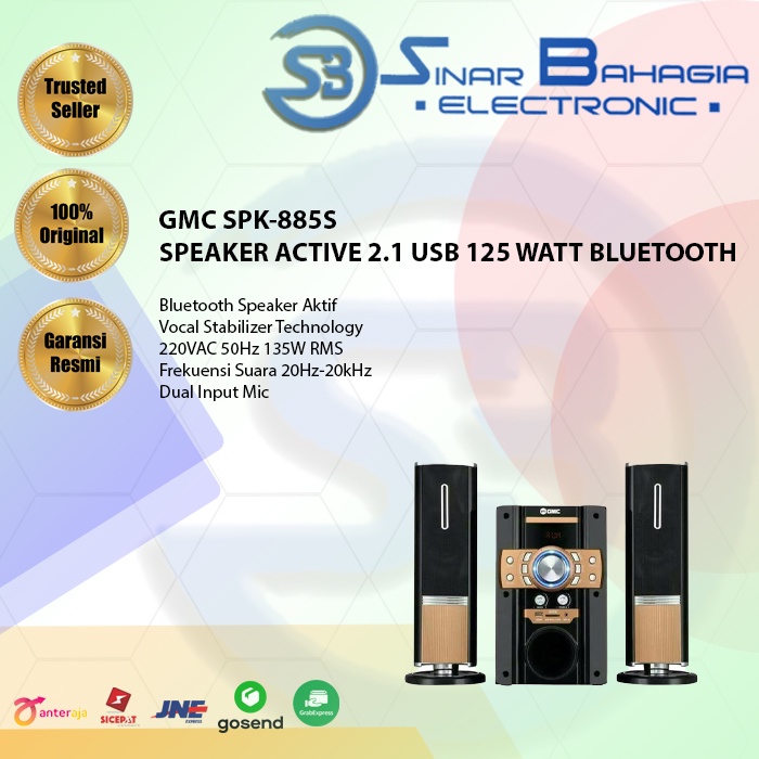 GMC SPK-885S SPEAKER ACTIVE 2.1 USB 125 WATT BLUETOOTH (NEW) (KHUSUS BANDUNG )