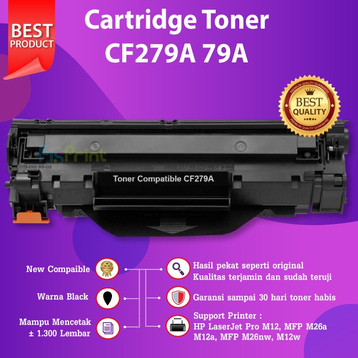 Cartridge Toner Compatible 79A CF279A Printer HP Laserjet M12a M12w M26a M26w M26nw New Chip