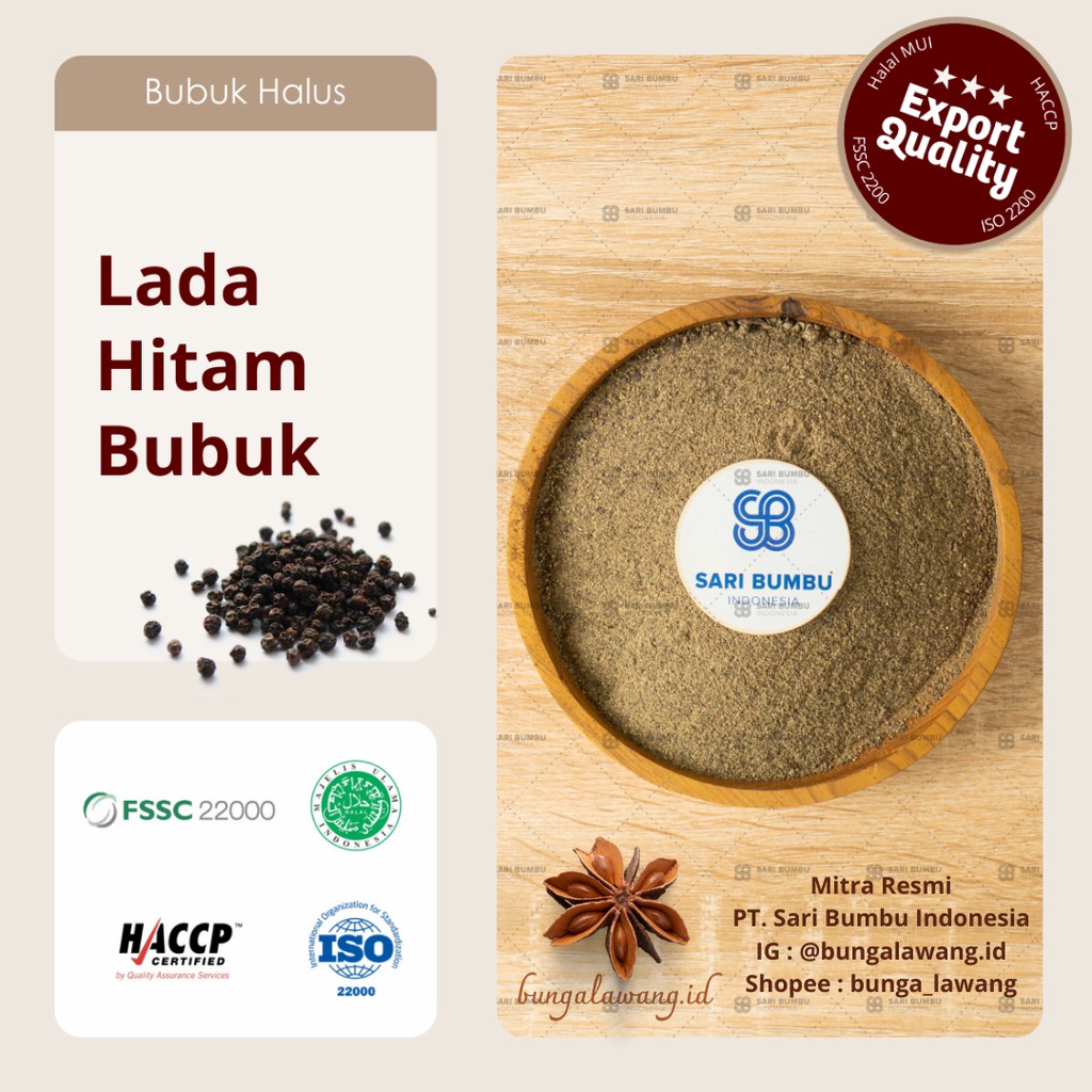 

Lada Hitam Bubuk / Black Pepper Powder Export Quality