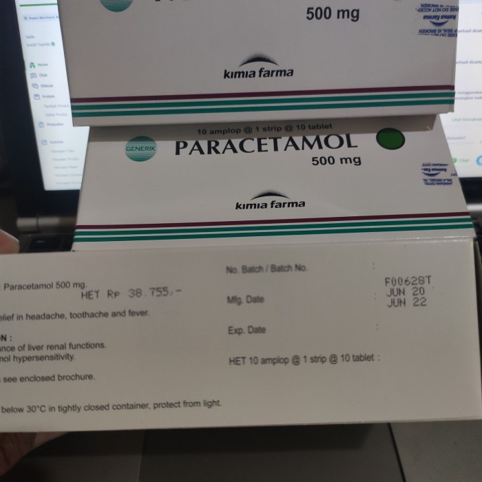 Paracetamol 500 mg tablet kimia Farma 1 box