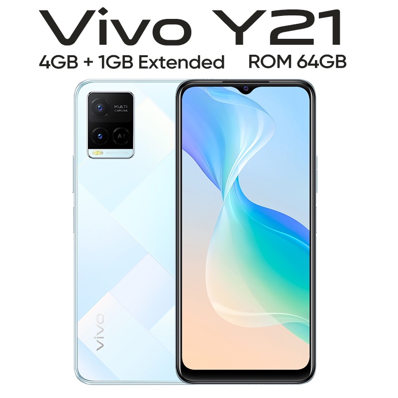 Vivo Y21 RAM 4GB+1GB ExtenDed ROM 64GB GARANSI RESMI Handphone vivo hp vivo y20 terbaru hp vivo y21 murah promo bisa cicilan bisa COD gratis ongkir vivo y21t y20-Y21 4/64 putih