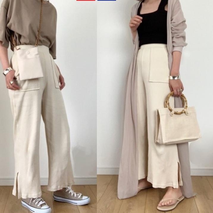 Paling Sesuai.. Uniqlo Ribbed Wide Pants with Slit
