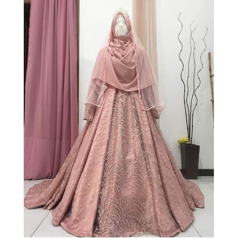 set gaun walimah syari mewah