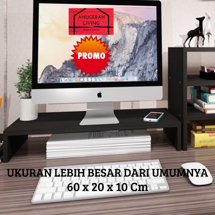 VENOM BLACK KNIGHT STAND MONITOR 60x20x10 KAYU RISER AESTHETIC EUROPE MINIMALIS STYLE MEJA RAK TATAK
