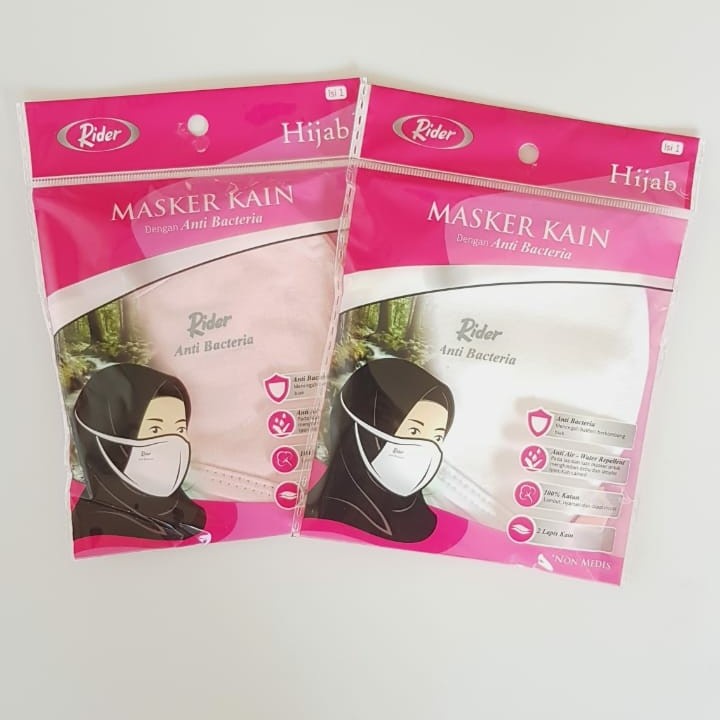 Masker Kain Anti Bakteri 2 PLY - RIDER - Dewasa Earloop / Hijab / Anak